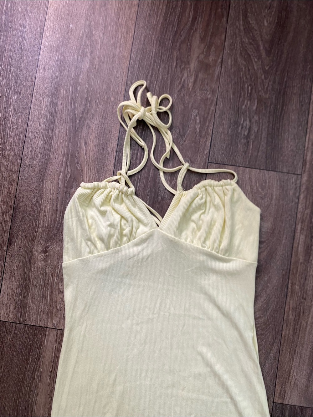 SHEIN Yellow Maxi Ribbed Dress - Picture 3 of 3